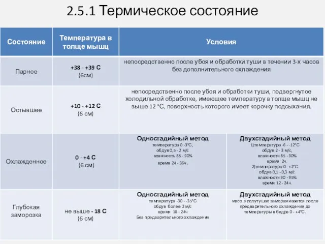 2.5.1 Термическое состояние