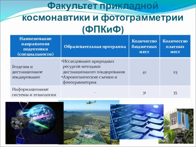 Факультет прикладной космонавтики и фотограмметрии (ФПКиФ)