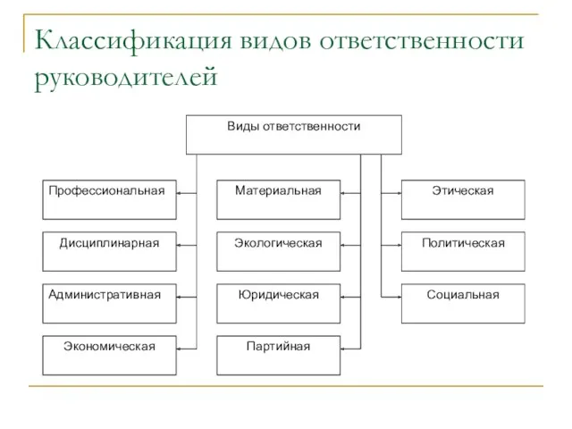 Классификация видов ответственности руководителей