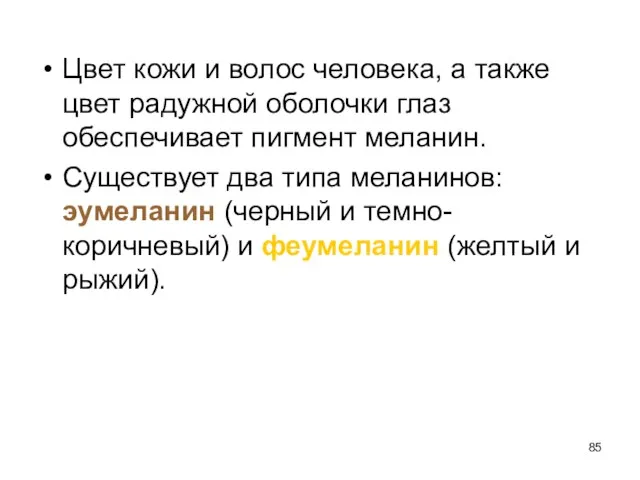 Цвет кожи и волос человека, а также цвет радужной оболочки