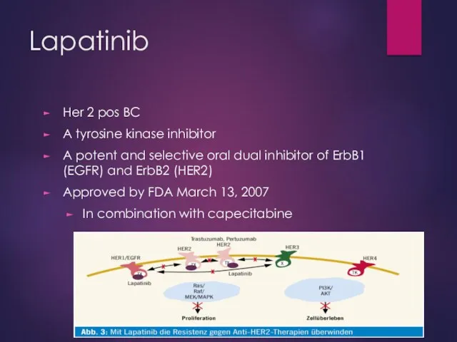 Lapatinib Her 2 pos BC A tyrosine kinase inhibitor A