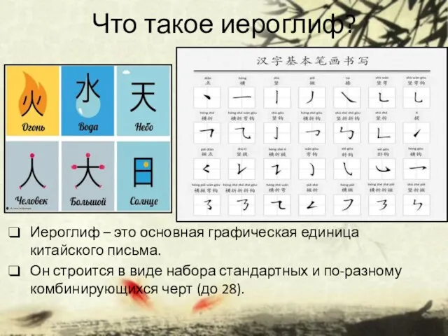 Что такое иероглиф? Иероглиф – это основная графическая единица китайского письма. Он строится