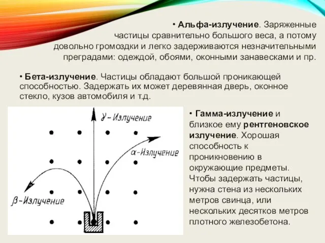 • Бета-излучение. Частицы обладают большой проникающей способностью. Задержать их может