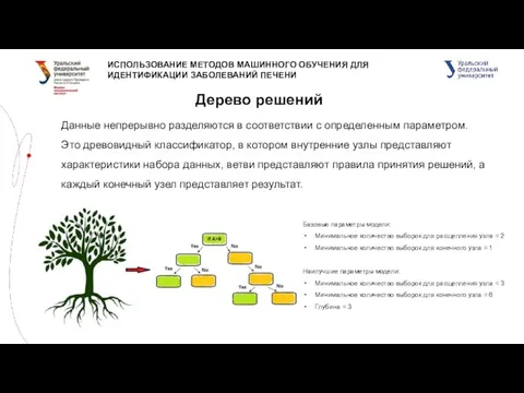 ИСПОЛЬЗОВАНИЕ МЕТОДОВ МАШИННОГО ОБУЧЕНИЯ ДЛЯ ИДЕНТИФИКАЦИИ ЗАБОЛЕВАНИЙ ПЕЧЕНИ Дерево решений