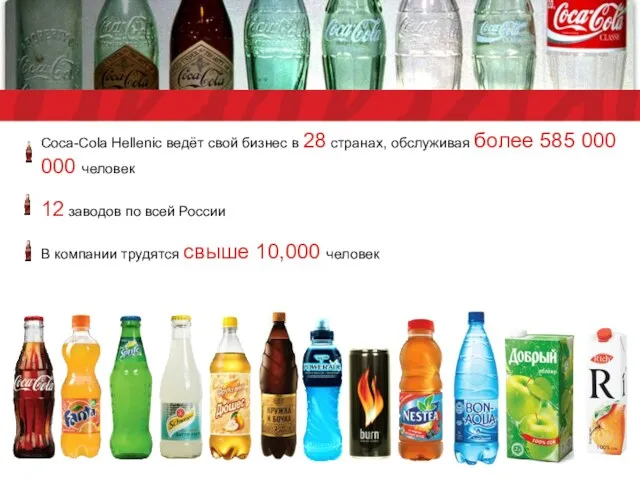 Coca-Cola Hellenic ведёт свой бизнес в 28 странах, обслуживая более 585 000 000