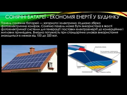 СОНЯЧНІ БАТАРЕЇ - ЕКОНОМІЯ ЕНЕРГІЇ У БУДИНКУ Панель сонячних батарей