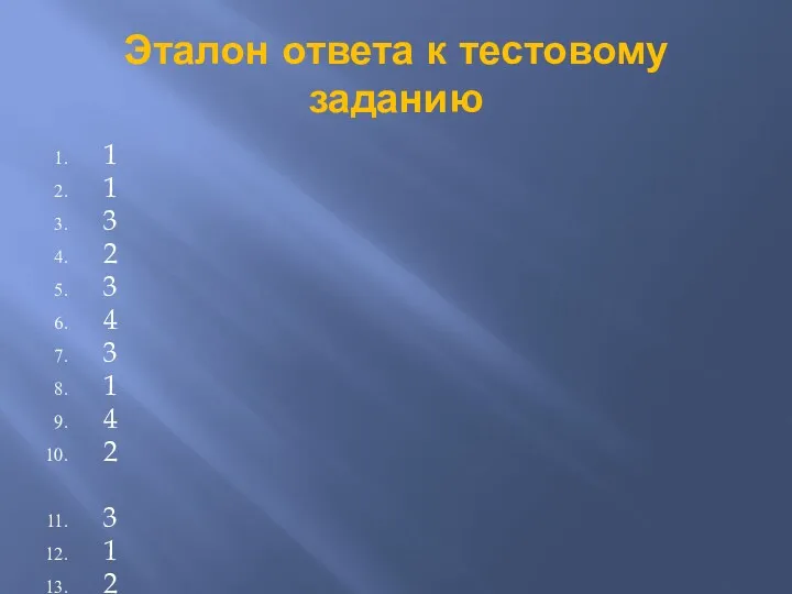 Эталон ответа к тестовому заданию 1 1 3 2 3