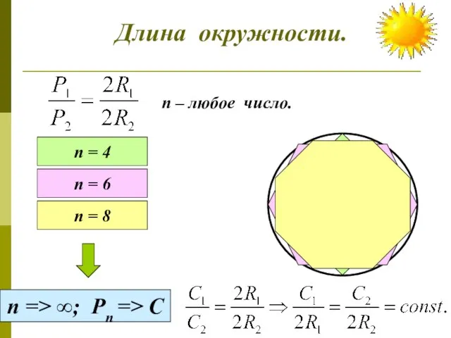 Длина окружности. п – любое число. п = 4 п