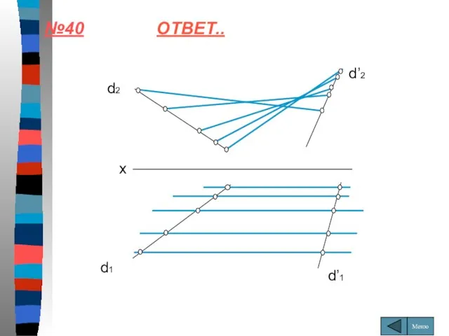 №40 ОТВЕТ.. d2 d1 d’1 d’2 x Меню