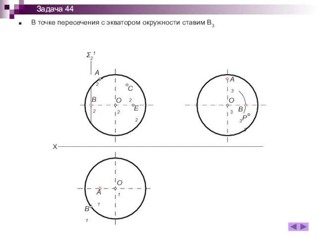 В точке пересечения с экватором окружности ставим В3 X A2