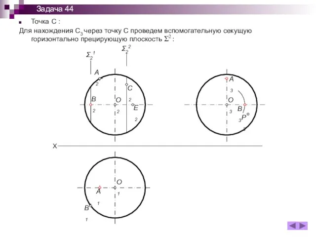 Точка С : Для нахождения С3 через точку С проведем