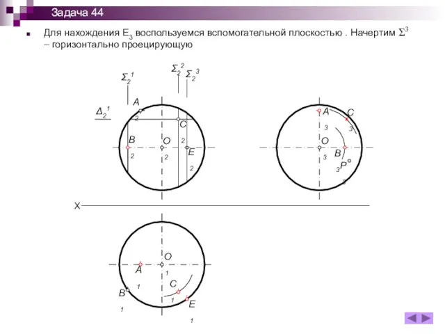 Для нахождения Е3 воспользуемся вспомогательной плоскостью . Начертим Σ3 –