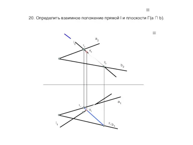 20. Определить взаимное положение прямой l и плоскости Г(a ∩