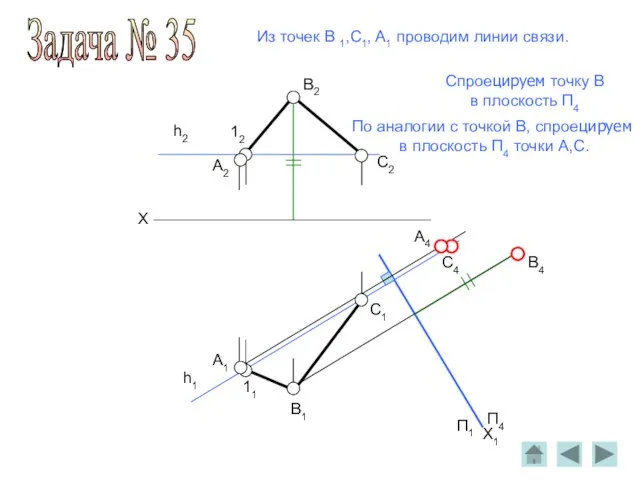 A2 B2 C2 X 12 h2 h1 П1 П4 A4