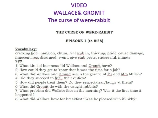 VIDEO WALLACE& GROMIT The curse of were-rabbit