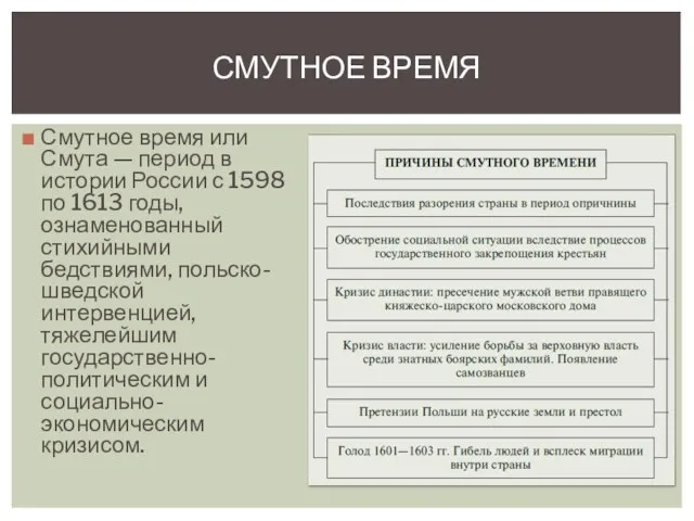 Смутное время или Смута — период в истории России с