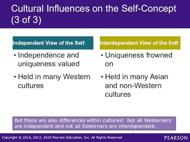 Cultural Influences on the Self-Concept (3 of 3) Independent View of the Self