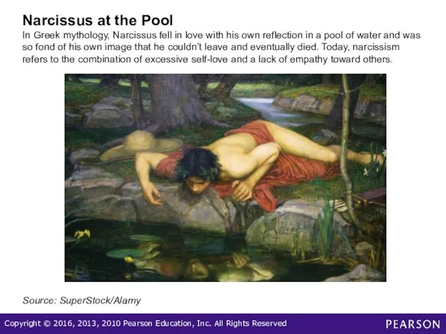 Narcissus at the Pool In Greek mythology, Narcissus fell in love with his