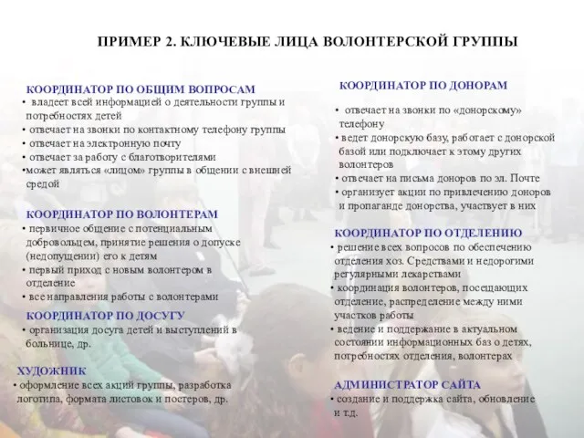 КООРДИНАТОР ПО ОБЩИМ ВОПРОСАМ владеет всей информацией о деятельности группы