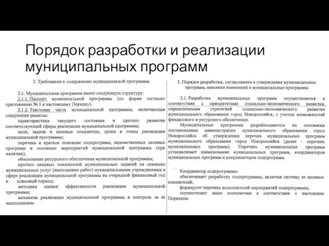 Порядок разработки и реализации муниципальных программ