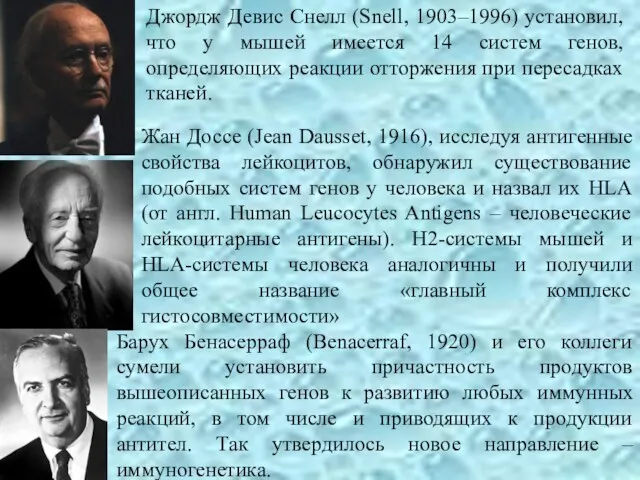 Джордж Девис Снелл (Snell, 1903–1996) установил, что у мышей имеется