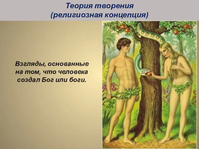 Взгляды, основанные на том, что человека создал Бог или боги. Теория творения (религиозная концепция)