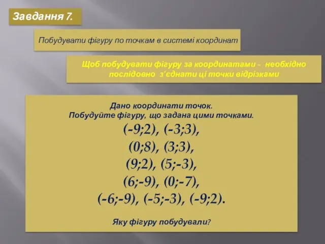 Завдання 7. Побудувати фігуру по точкам в системі координат Щоб