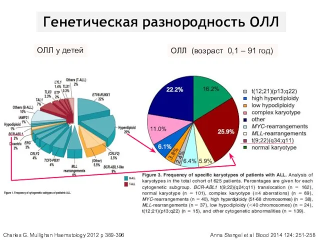 Генетическая разнородность ОЛЛ ОЛЛ (возраст 0,1 – 91 год) Anna