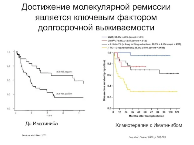 Достижение молекулярной ремиссии является ключевым фактором долгосрочной выживаемости Lee et