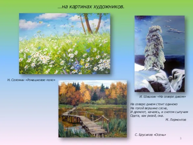 …на картинах художников. С. Брусилов «Осень» И. Шишкин «На севере