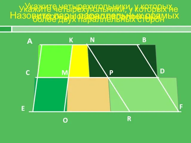 Назовите пары параллельных прямых А B C D E F