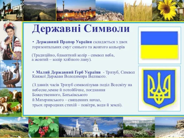 Державні Символи Державний Прапор України складається з двох горизонтальних смуг