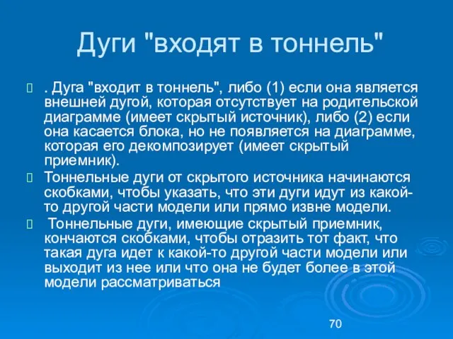 Дуги "входят в тоннель" . Дуга "входит в тоннель", либо