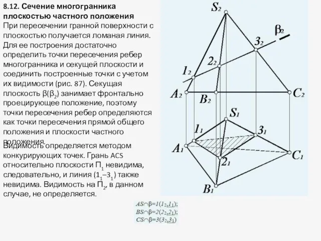 8.12. Сечение многогранника плоскостью частного положения При пересечении гранной поверхности