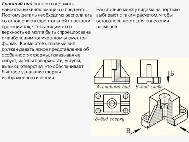 Главный вид должен содержать наибольшую информацию о предмете. Поэтому деталь