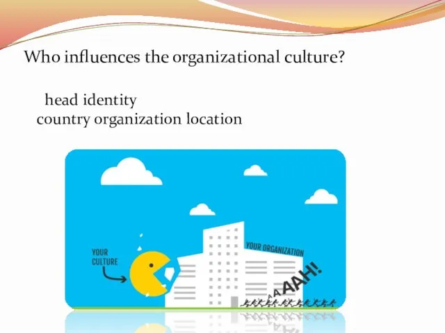 Who influences the organizational culture? head identity country organization location