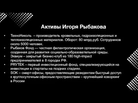 Активы Игоря Рыбакова ТехноНиколь – производитель кровельных, гидроизоляционных и теплоизоляционных