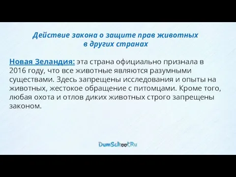 Действие закона о защите прав животных в других странах Новая