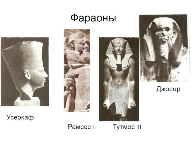 Джосер Усеркаф Рамсес II Тутмос III Фараоны
