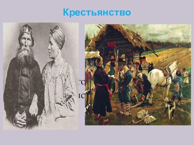 Крестьянство Входили: крестьяне казаки другие категории людей Они занимались сельским хозяйством.