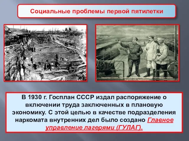 Социальные проблемы первой пятилетки В 1930 г. Госплан СССР издал