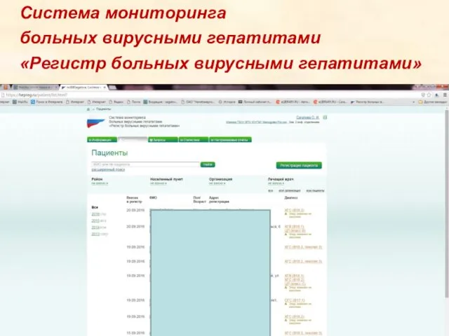 * Система мониторинга больных вирусными гепатитами «Регистр больных вирусными гепатитами»