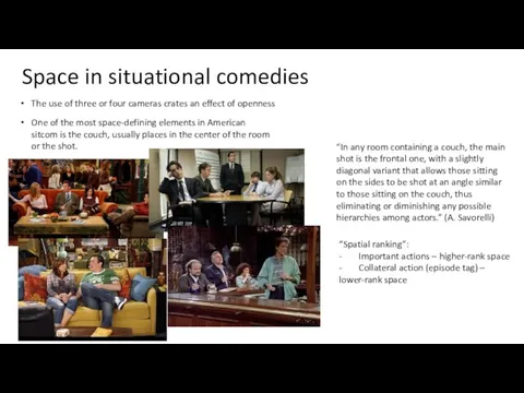 Space in situational comedies The use of three or four