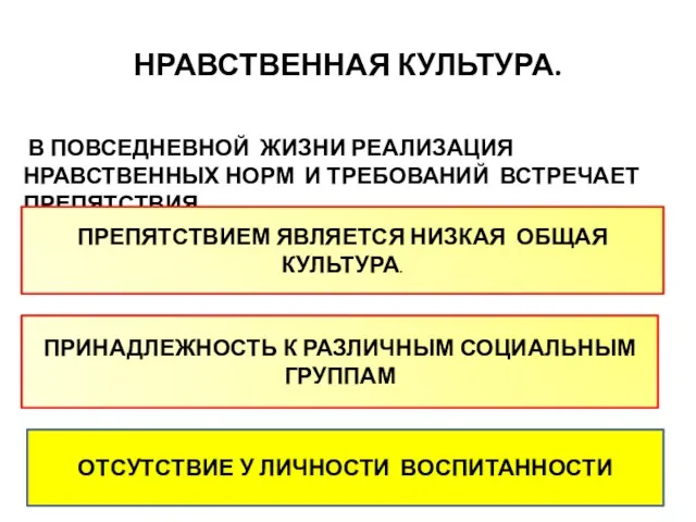 НРАВСТВЕННАЯ КУЛЬТУРА. В ПОВСЕДНЕВНОЙ ЖИЗНИ РЕАЛИЗАЦИЯ НРАВСТВЕННЫХ НОРМ И ТРЕБОВАНИЙ