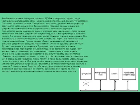 Ввод-вывод с прямым доступом к памяти (ПДП)используется в случаях, когда