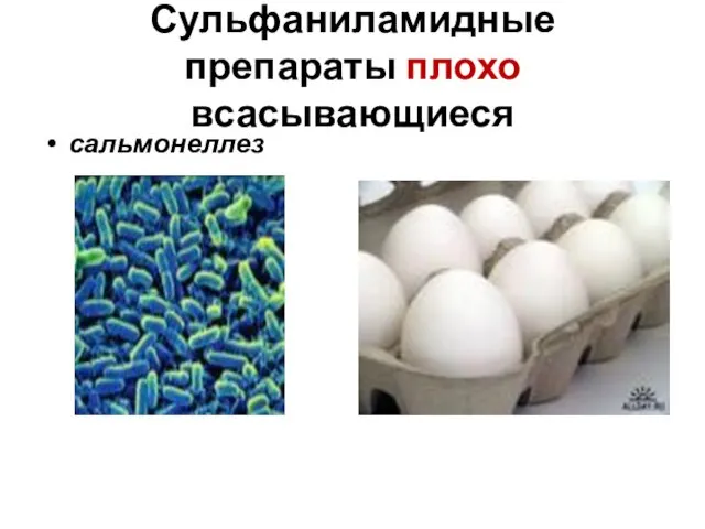 Сульфаниламидные препараты плохо всасывающиеся сальмонеллез