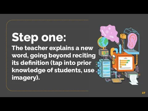 Step one: The teacher explains a new word, going beyond