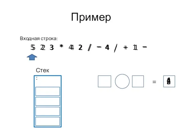 Пример Входная строка: 5 2 3 * 4 2 /