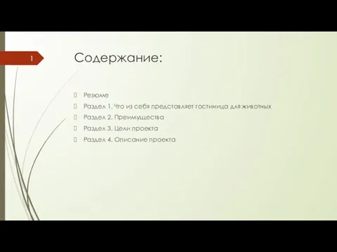 Содержание: Резюме Раздел 1. Что из себя представляет гостиница для