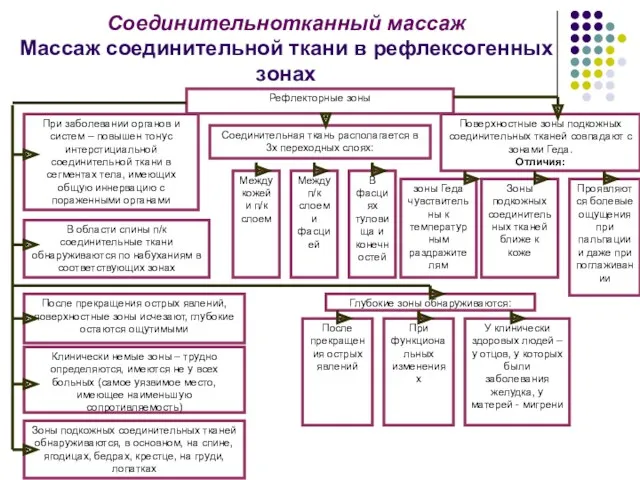 Соединительнотканный массаж Массаж соединительной ткани в рефлексогенных зонах Рефлекторные зоны